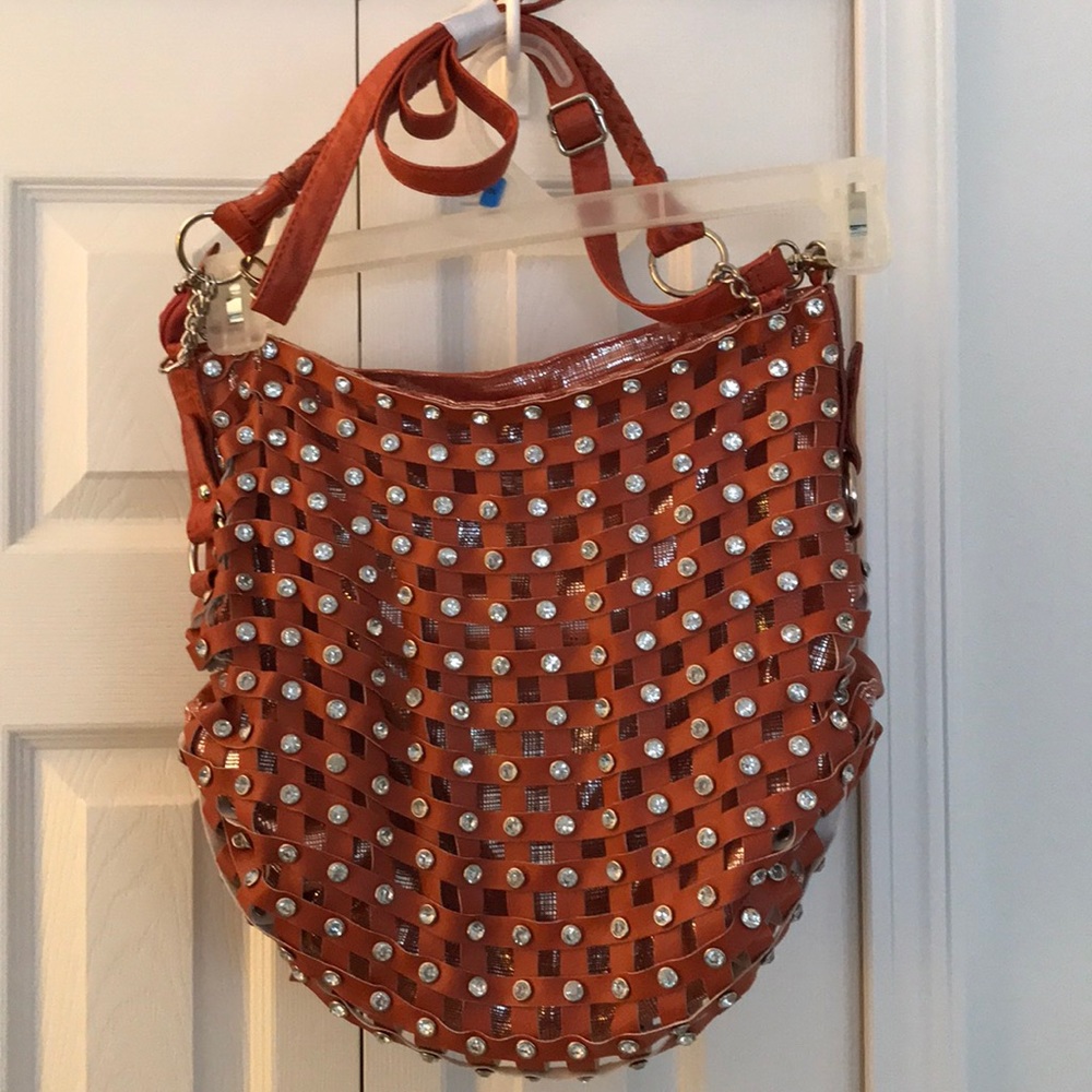 Luxecessories Embellished Lined Hobo Bag